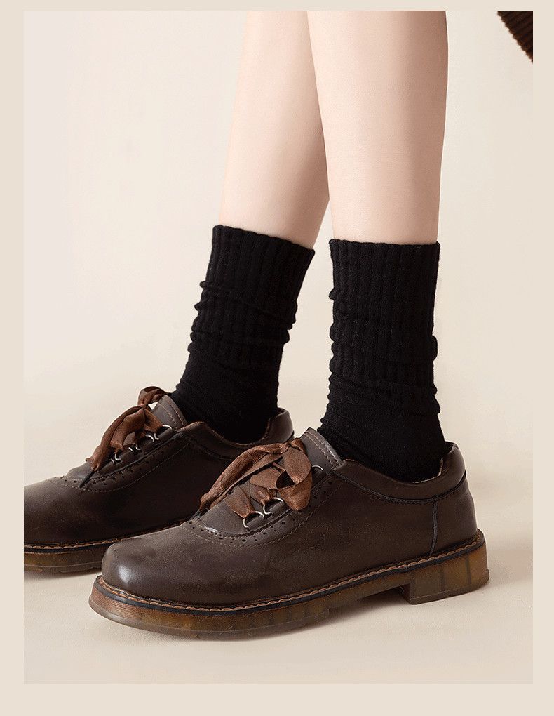 袜子女秋冬季竖条纹纯色中筒袜ins潮百搭无骨堆堆袜学生运动长袜详情21