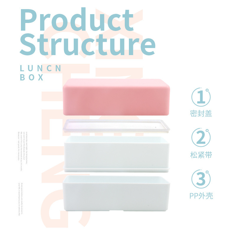 INS japonés de doble capa comprimido lunch box plegable pequeño fresco simple bento box para adultos estudiantes con lunch box pic 4