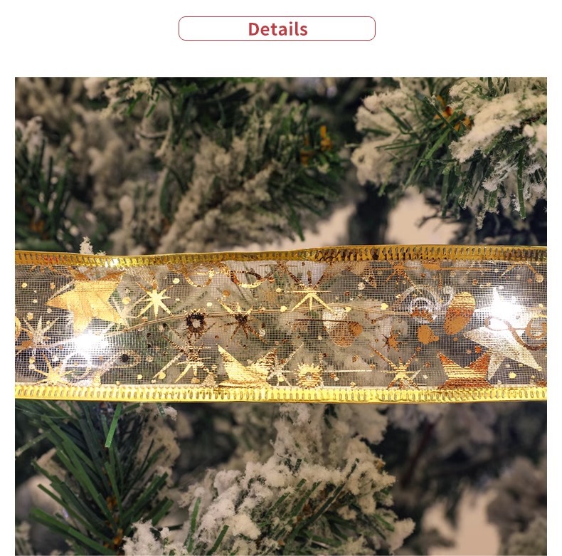 Cross-border new Christmas ribbon Christmas tree decorative lights, satin lighting strips, room and bedroom decorations, luminous fabric pic 19