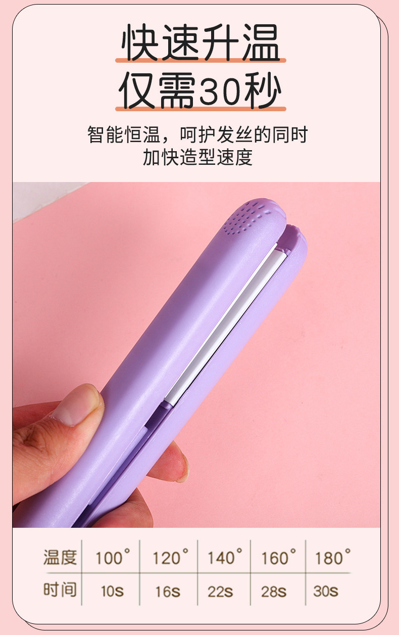 迷你卷发棒直发器便携式直发夹直卷两用夹板学生宿舍蓬松刘海夹板                              详情7