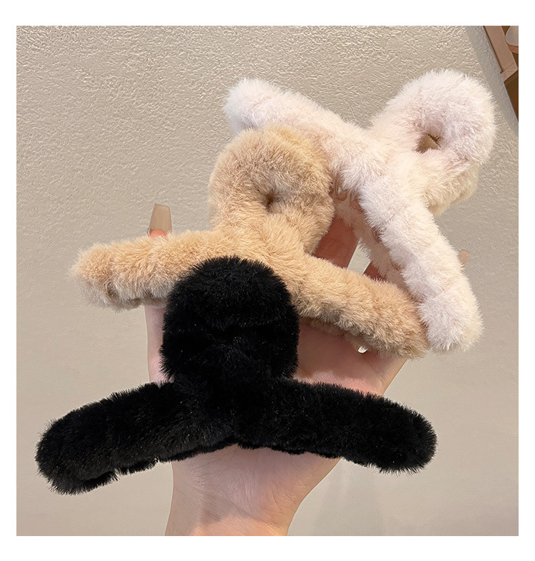 毛绒抓夹女2024新款网红秋冬高级感鲨鱼夹发夹后脑勺盘发夹子头饰详情7