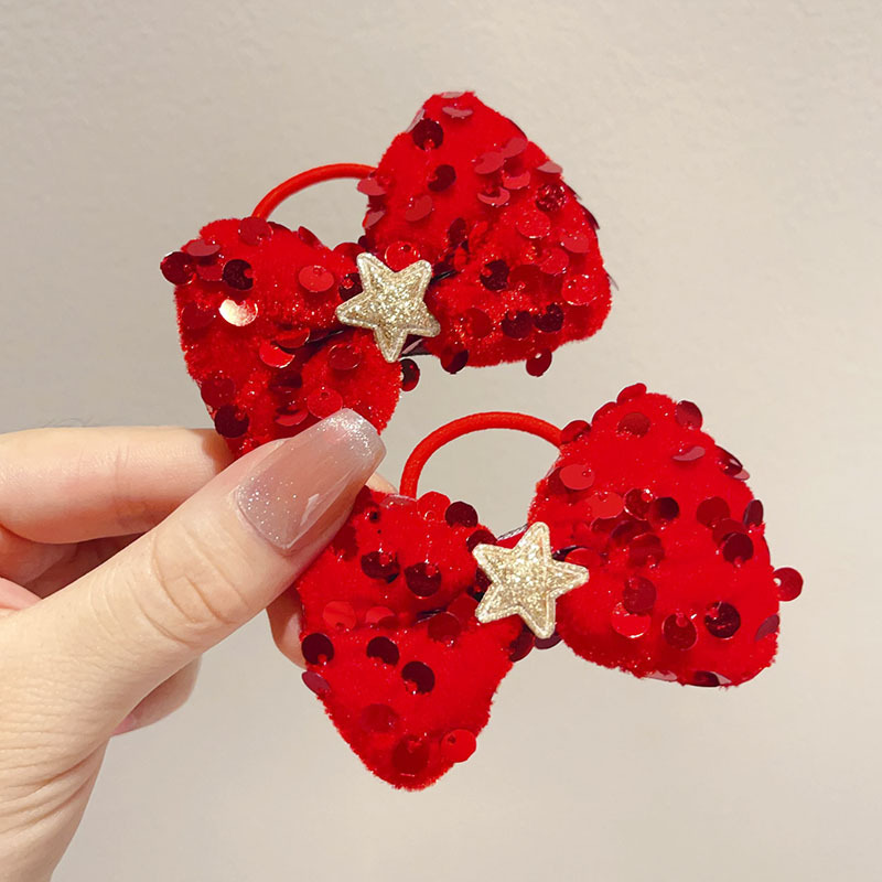 儿童红色貂绒发夹喜庆新年古风发饰女童宝宝春节汉服发卡少女头饰详情61