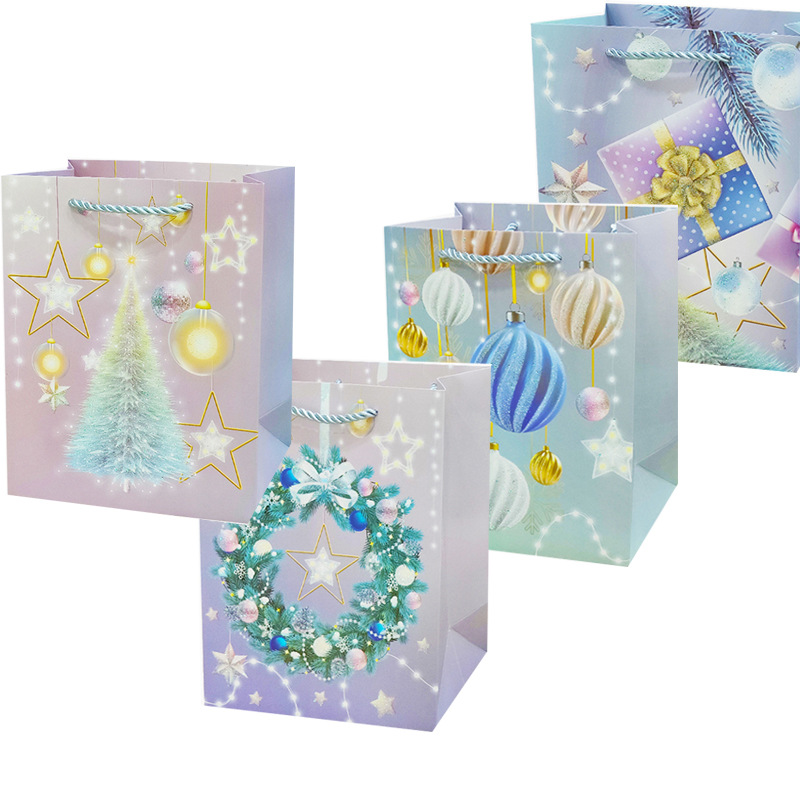 佰世特包装新款圣诞节礼品袋撒粉工艺纸袋手提袋节日包装袋批发详情2