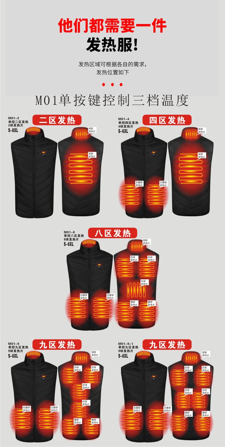 跨境专供冬季新款男立领发热马甲电热棉背心智能恒温发热保暖棉服详情13