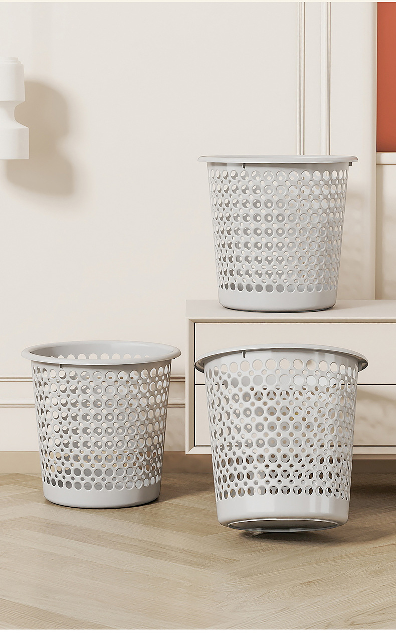 垃圾桶家用客厅卧室厨房厕所卫生间大容量办公室塑料镂空纸篓无盖详情13