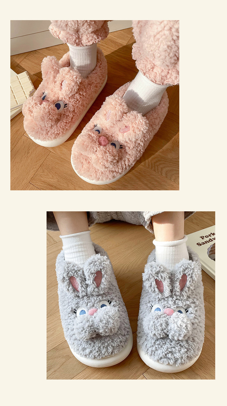 棉拖鞋女孩冬季可爱兔子棉拖居家室内保暖防滑包跟踩屎感棉拖女冬详情12