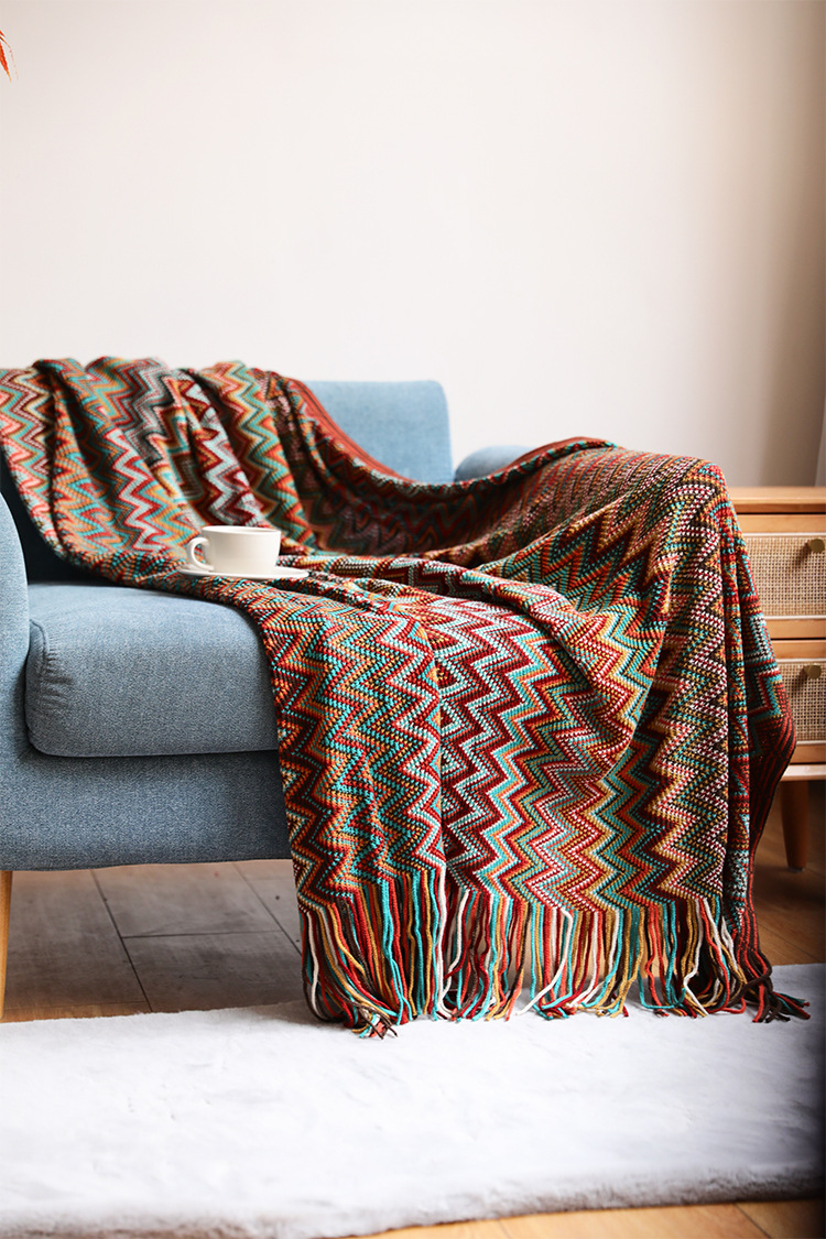 Bohemian sofa blanket, cover blanket, Nordic blanket, summer knitted blanket, office nap blanket, air-conditioned blanket, lap blanket pic 29
