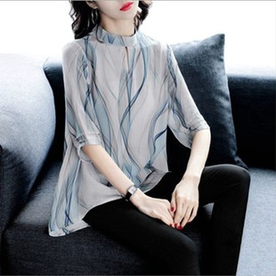 改良旗袍连衣裙女2022夏季新款时尚洋气削肩年轻款中国风水墨印花详情3