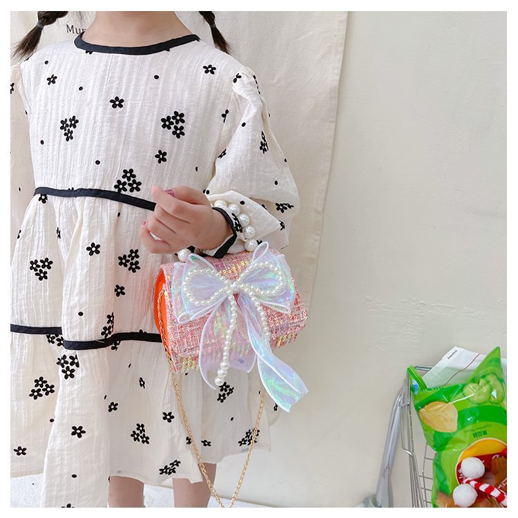 可爱女童斜挎包小香风时尚儿童手提斜背包包公主淑女珍珠包单肩包详情45