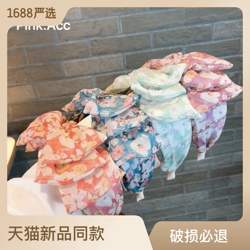 韩国进口欧根纱复古波点大肠发圈气质仙女头扎皮筋大号肠圈头饰女详情9