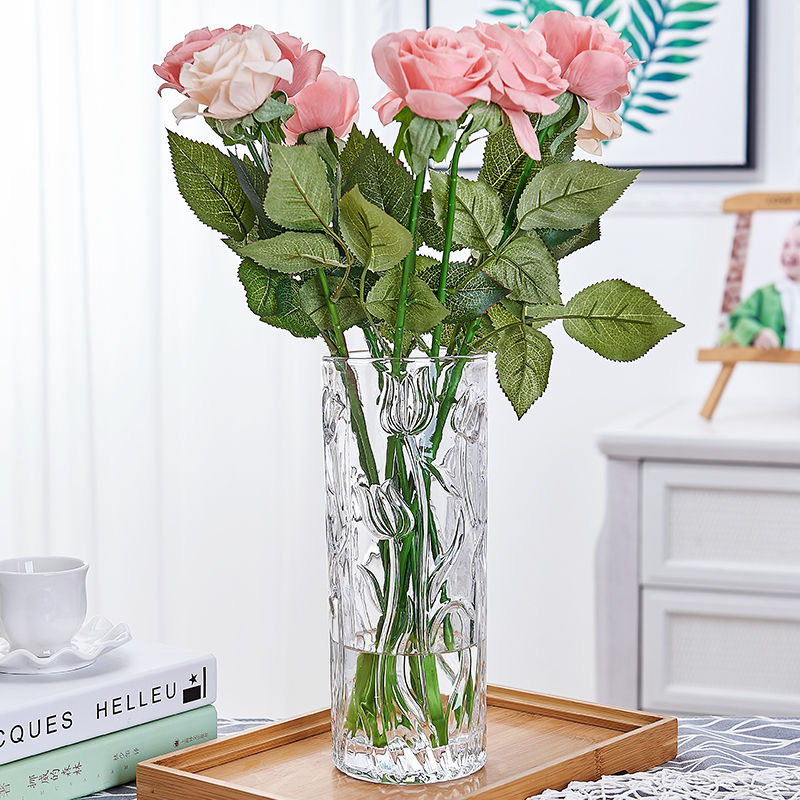 Yuxing Glass Large Glass Vase, transparent hydroponic decorative vessel, home living room lily and rose flower arrangement, hydroponic plant container pic 2