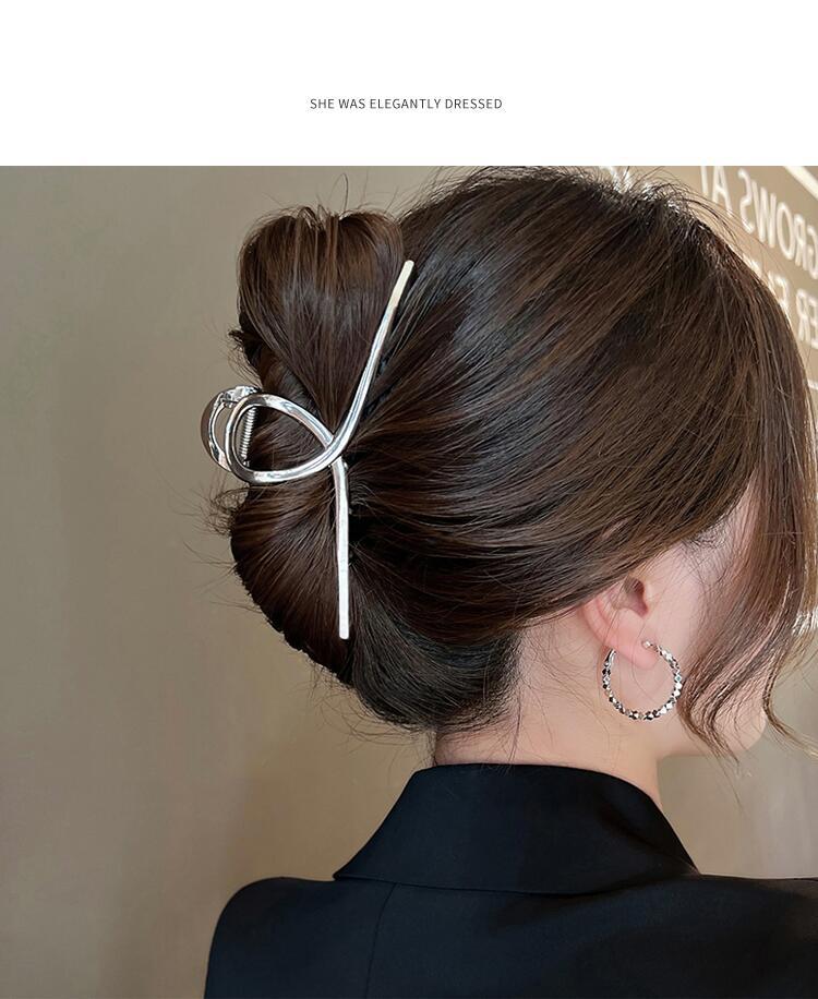 韩国不规则几何金属发夹时尚高级感抓夹鲨鱼夹冷淡风个性发饰批发详情5