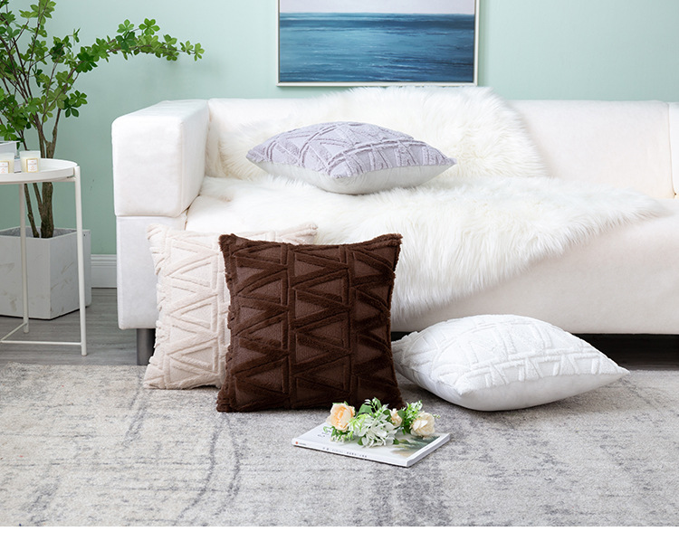 New ins solid color triangular geometric plush living room sofa pillowcase for autumn and winter Christmas headrest and cushion cover pic 17