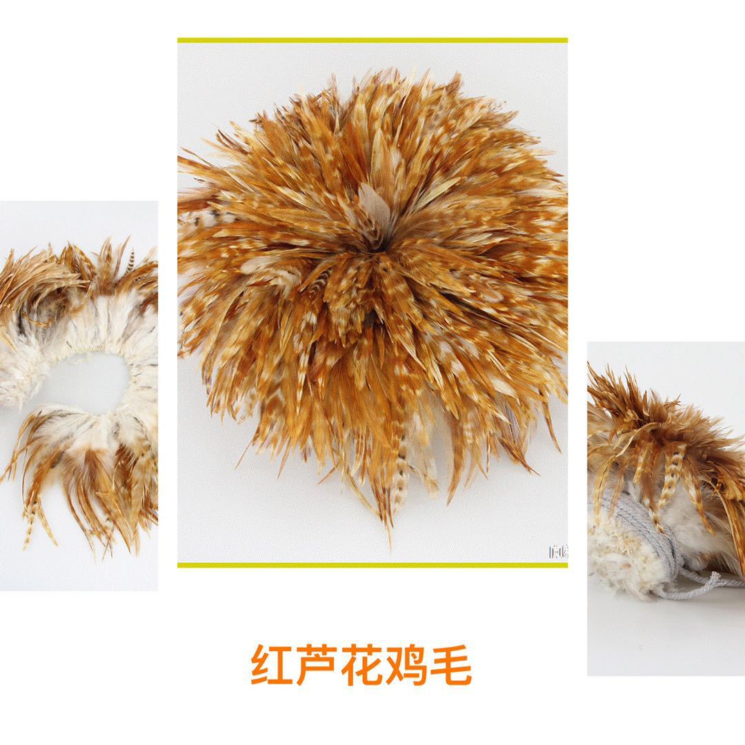 The manufacturer supplies green reed flower chicken feather handmade diy accessories, dreamcatchers, clothing feather accessories, and reed flower pointed-neck feathers pic 17