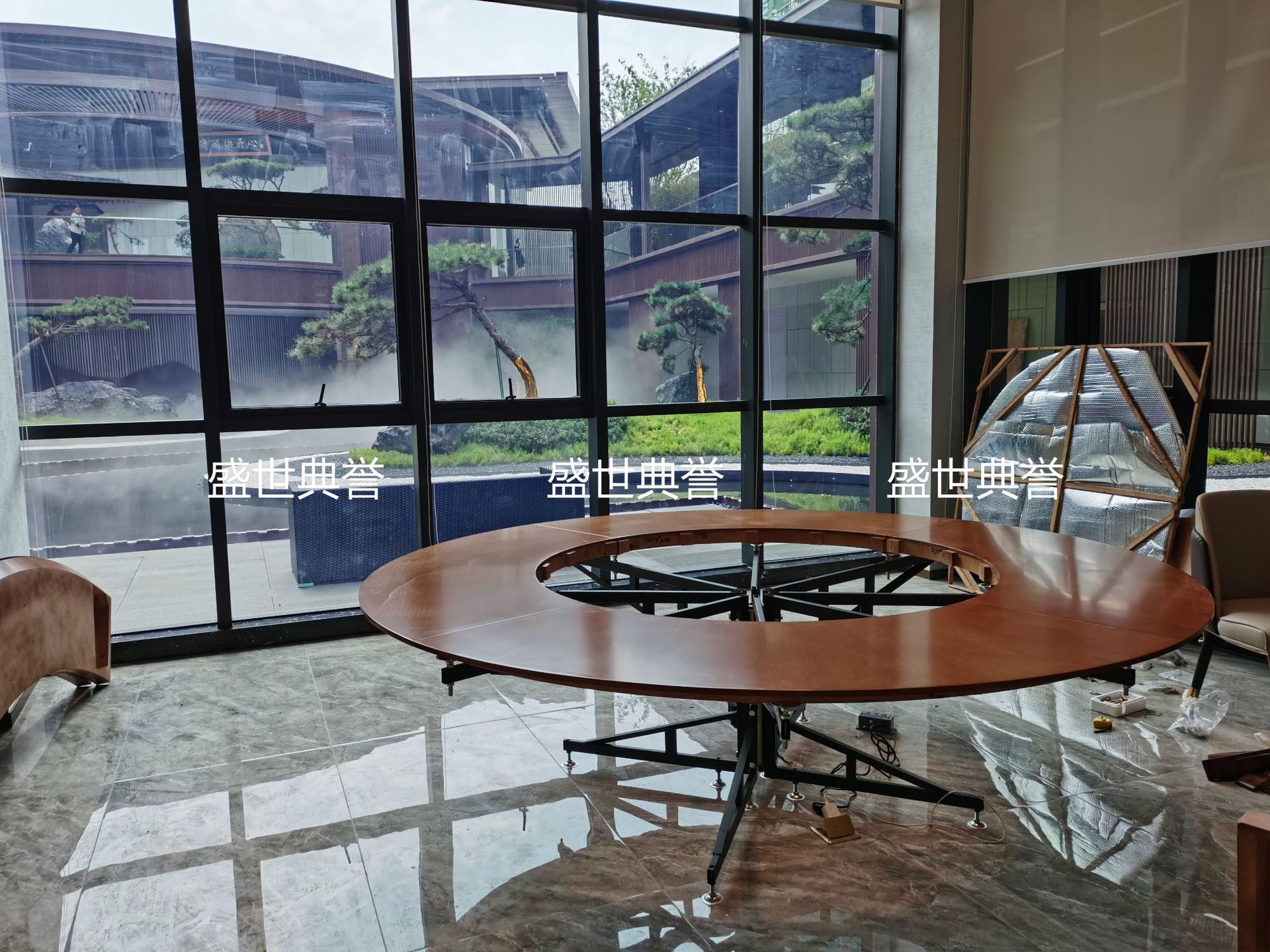 Nantong Seafood Hotel solid wood dining table, restaurant luxury private room, light luxury electric round table, club electric revolving table pic 6