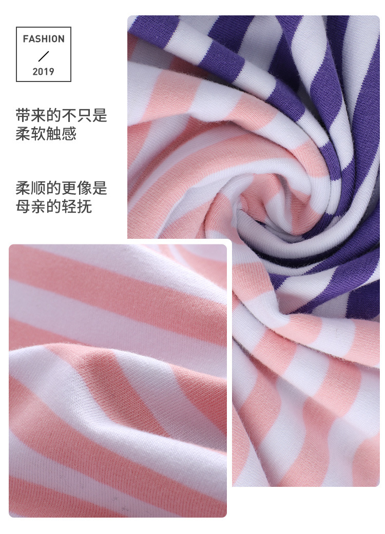 Striped knitted T-shirt fabric, combed all-cotton stretch single-sided sweatshirt fabric, sportswear pajama fabric pic 2