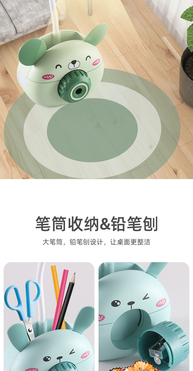 卡通相机笔筒铅笔削台灯办公桌面USB充电小台灯手机架实用护眼小台灯礼品详情6
