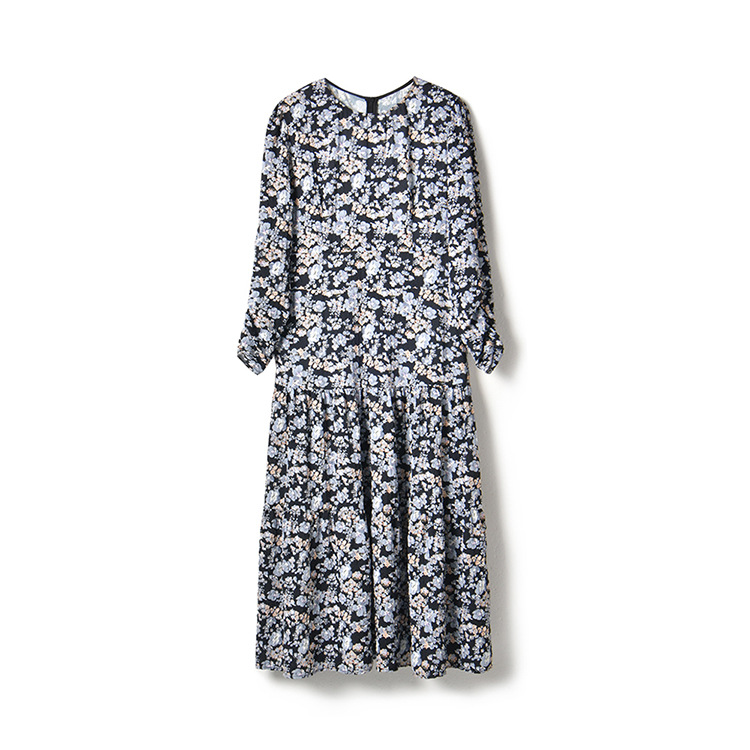 Shenghong 2023 Spring French Elegant Style Floral round-neck Loose Slimming Pleated Mid-length Dress 11213 pic 20