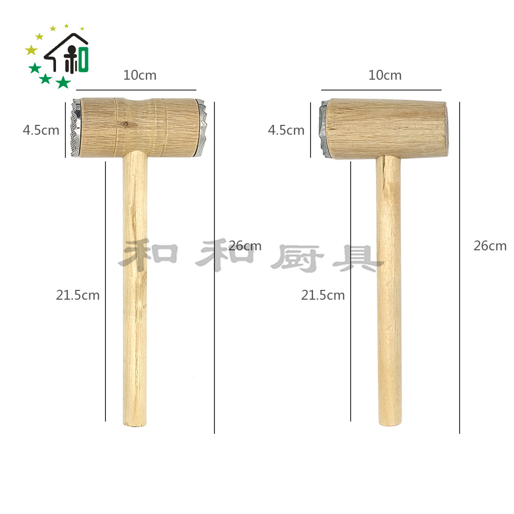 Kitchen wooden handle meat hammer, double-sided tendon breaker, steak hammer, tender meat beating hammer, meat smashing hammer, aluminum alloy meat loosening hammer pic 14