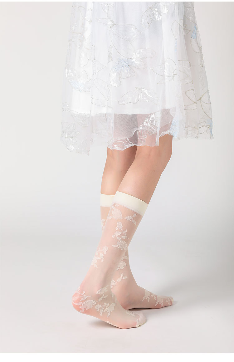 Yanjie lace short socks for women, 2022 new summer thin calf socks for women, Fairy rose mid-calf socks, trendy one-piece delivery pic 12