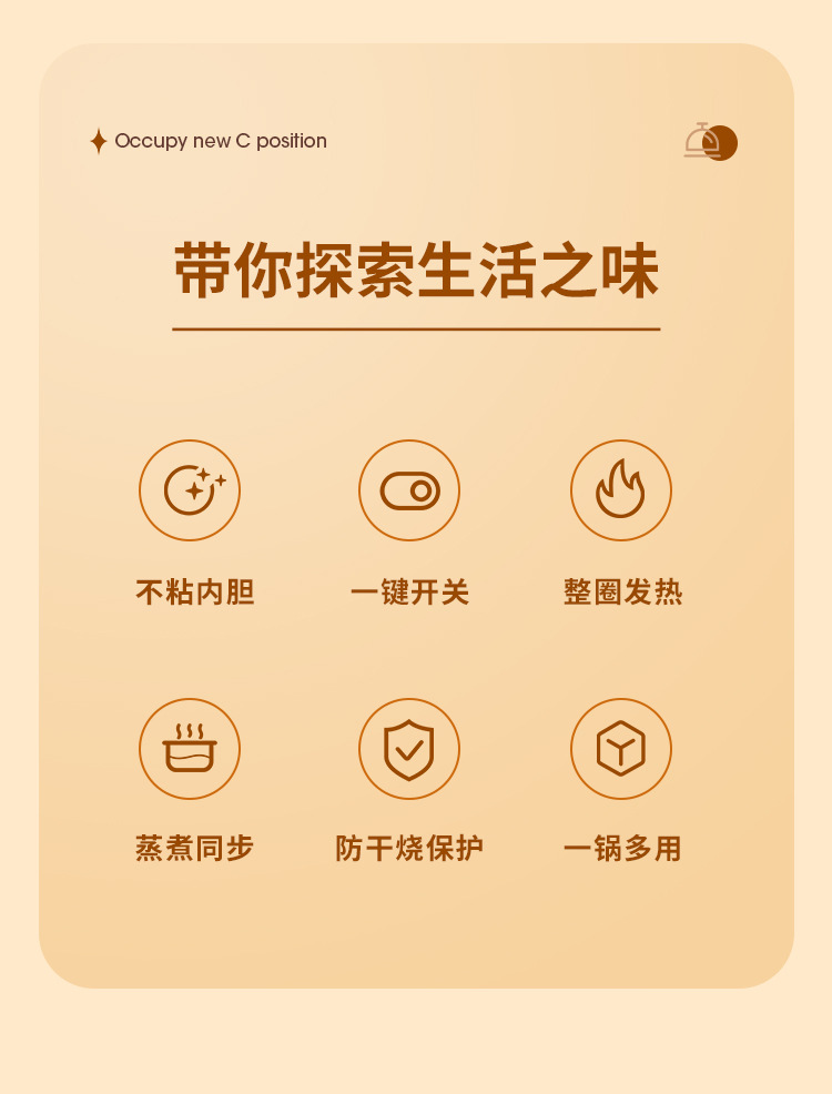 快慢档不沾电火锅多功能电煮锅宿舍一体锅便携式双层小电锅电饭煲详情2