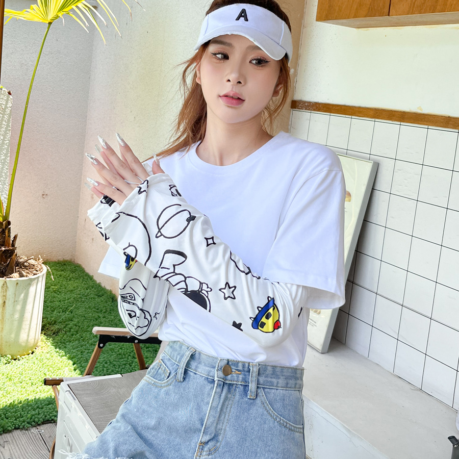 网红新款高颜值宽松防晒冰袖女学生夏季新款冰丝袖套防紫外线手袖详情6