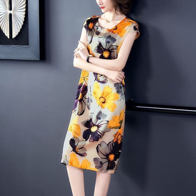 A new large-sized printed long dress for middle-aged and elderly women in Hangzhou for summer 2021 pic 3