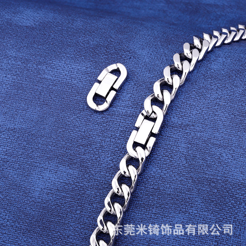 不锈钢抛光饰品配件diy珠宝扣项链手链卡扣U型扣嘻哈古巴链扣批发详情4