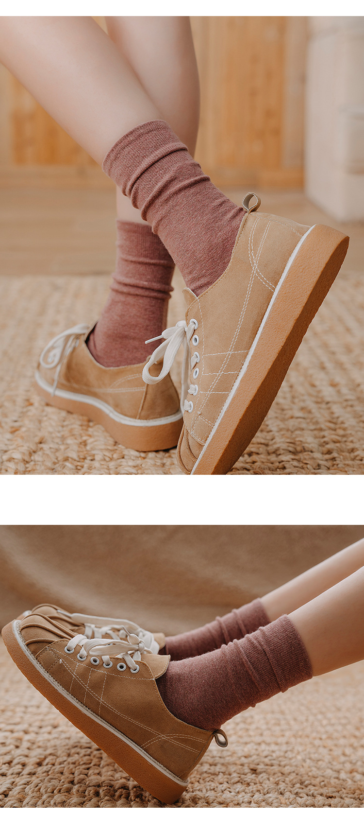 袜子女士秋冬新款纯色高筒袜堆堆袜潮流中筒袜女日系长袜女袜批发详情3