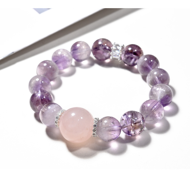 Original natural purple rabbit hair crystal bracelet beads from Meigong Accessories, simple and luxurious purple crystal Korean version live wholesale pic 12