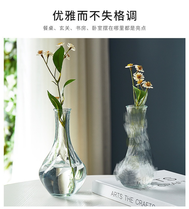 法式复古小花瓶浮雕玻璃高颜值森系花瓶透明水培插花客厅装饰花瓶详情6