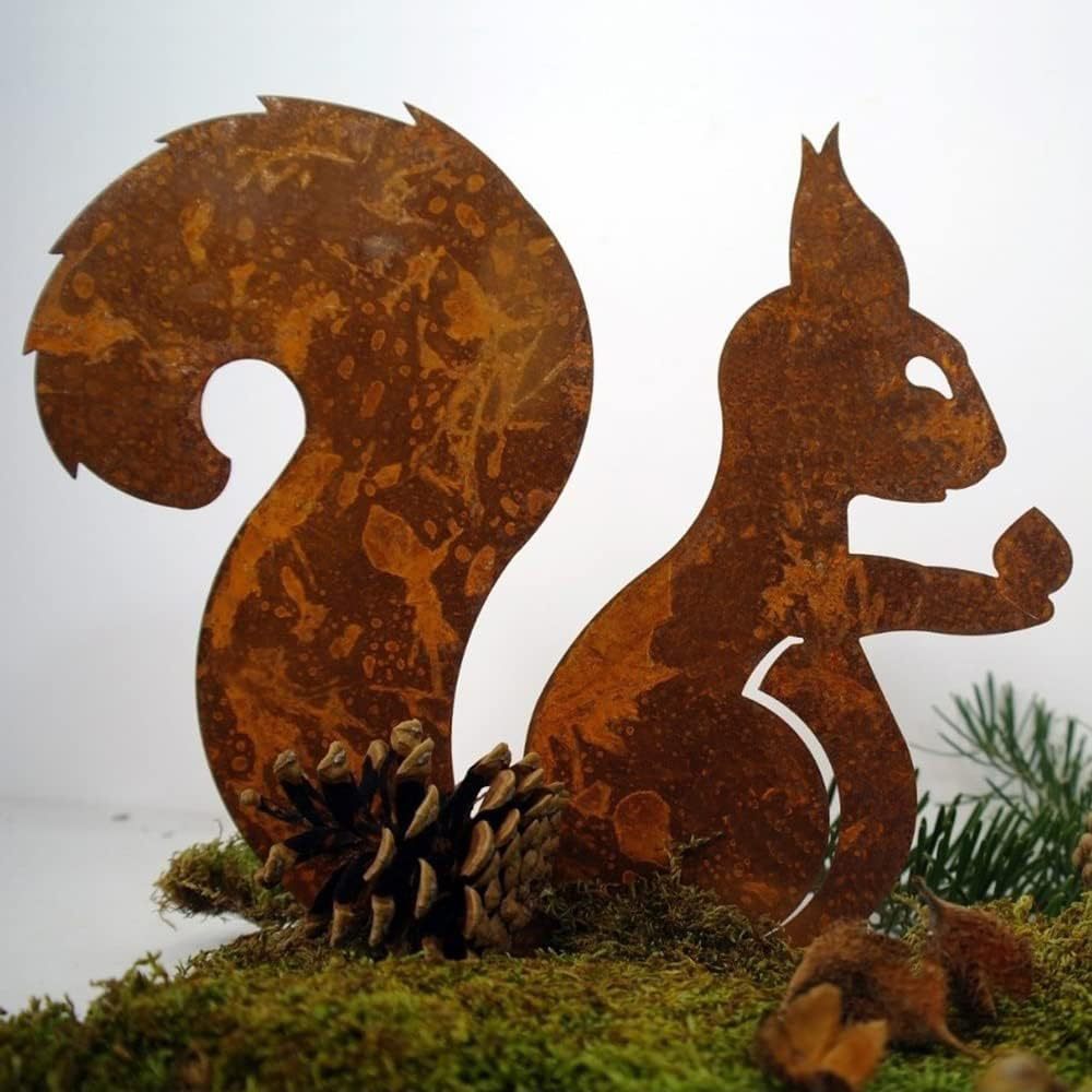 创意摆件生锈小松鼠剪影摆件森系庭院装饰跨境花园挂件家居工艺品详情7
