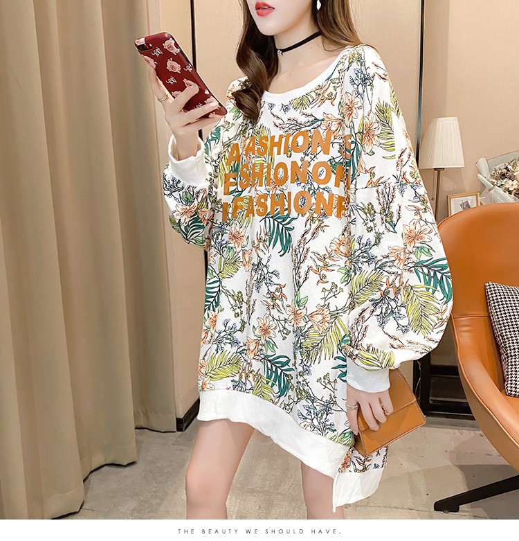 批发2020秋季大码宽松中长款套头薄款T恤上衣时尚洋气卫衣女潮详情16