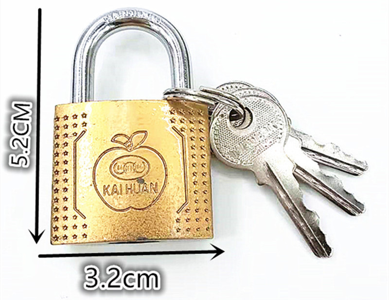 Factory direct sales of 32mm imitation copper padlocks with three keys, student locks, and hanging door locks. Wholesale two-yuan store supply pic 5