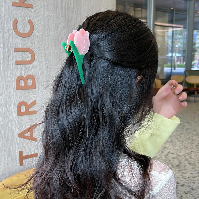 让郁金香长在头上~时髦设计感发夹花朵抓夹个性发夹鲨鱼夹发饰潮详情2