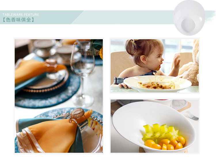 Fruit salad bowls, creative slanted bowls, pure white ceramic soup noodle bowls, dessert bowls, wholesale of hotel and restaurant buffet utensils pic 13