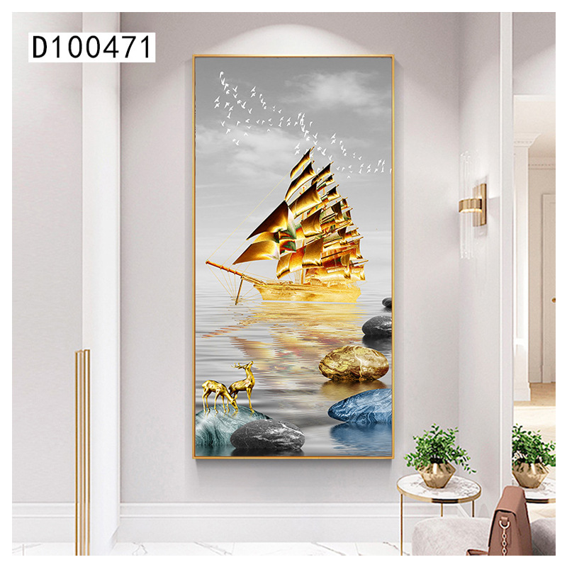 现代简约入户玄关装饰画走廊过道壁画竖版轻奢好寓意晶瓷镶钻挂画详情12