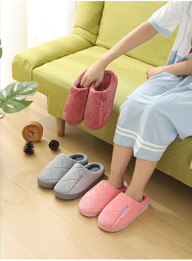 2020 New style cotton slippers for men, thick-soled for indoor warmth and anti-slip, home use, plush slippers for women and couples pic 8