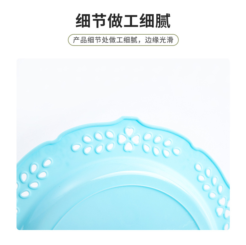 Factory wholesale round plastic plates, household cake, bread and dessert display plates, fruit multi-color desktop storage plates pic 4