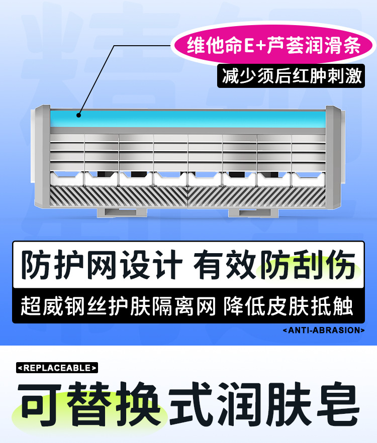 颜羊小熊款便携剃毛刀手动一体式敏感肌专用刀头带护肤皂脱毛神器详情20