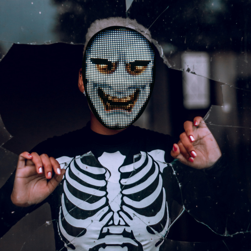 Cross-border best-selling Led light-up masks, Halloween masks, APP editing, full-color party and dance party decoration atmosphere props pic 28