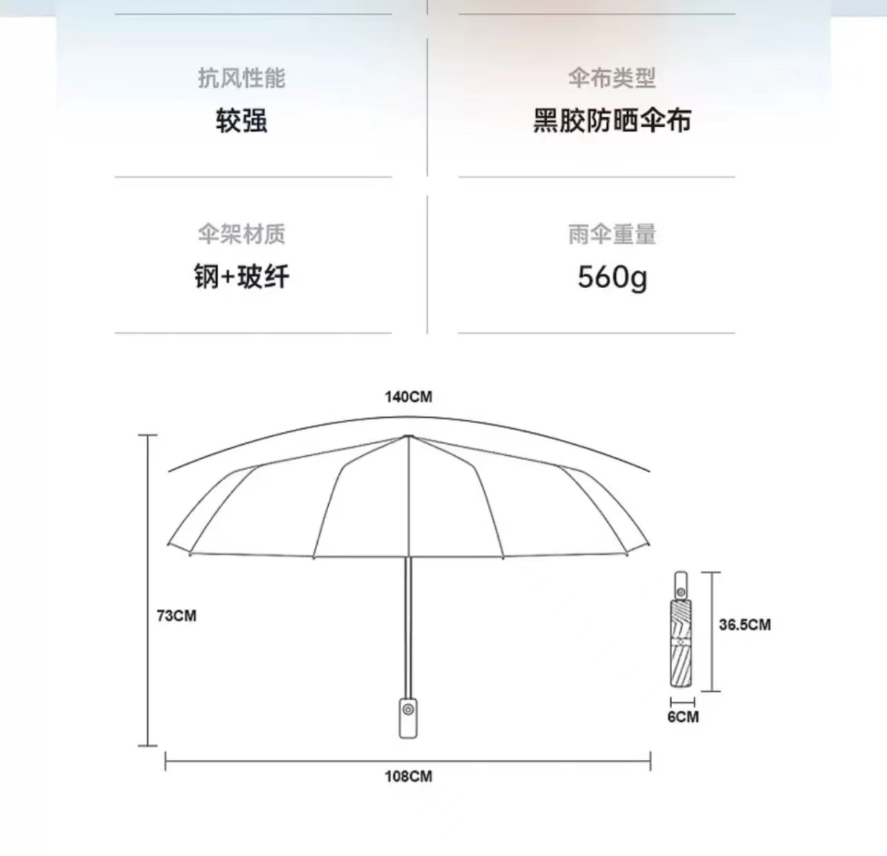 256骨全自动雨伞大号遮阳伞男黑胶加大加固抗风暴晴雨两用广告伞详情32