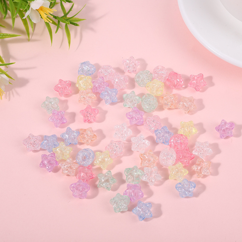 亚克力彩色五角星爆花珠裂纹珠散珠DIY手工发绳手链项链配件材料详情3