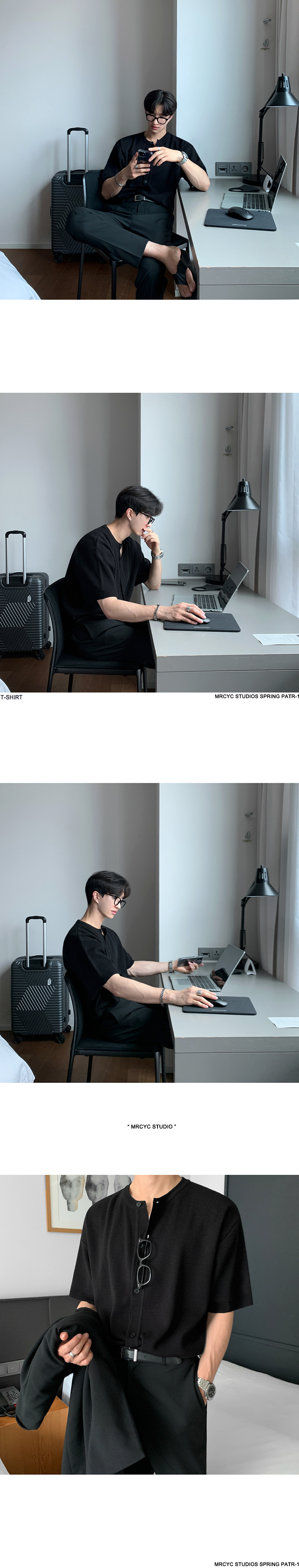 MYQ短袖针织开衫T恤男夏季韩版潮流轻熟风宽松纯色半袖开衫外套详情10