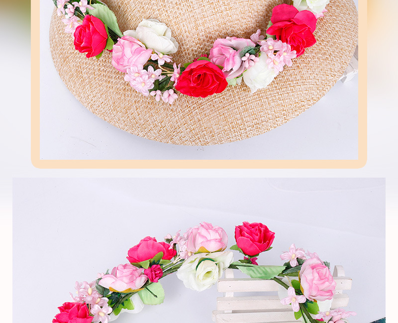 Xinyun Factory Direct sales of garland bride headwear, European and American Bohemian summer pink hair bands, Hawaiian headwear accessories pic 9