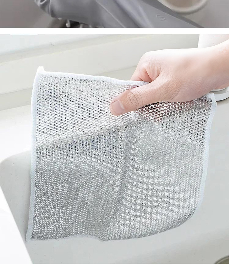 Double-sided silver wire dishwashing cloth, oil-free dishwashing steel wire cloth, replacing steel wire ball cloths for dishwashing and pot washing, one-piece consignment pic 14