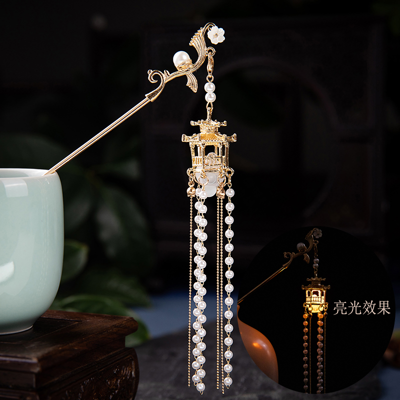 复古流苏宫灯发簪感发光簪子女古风头饰汉服发饰新鲜出炉百搭簪子详情12