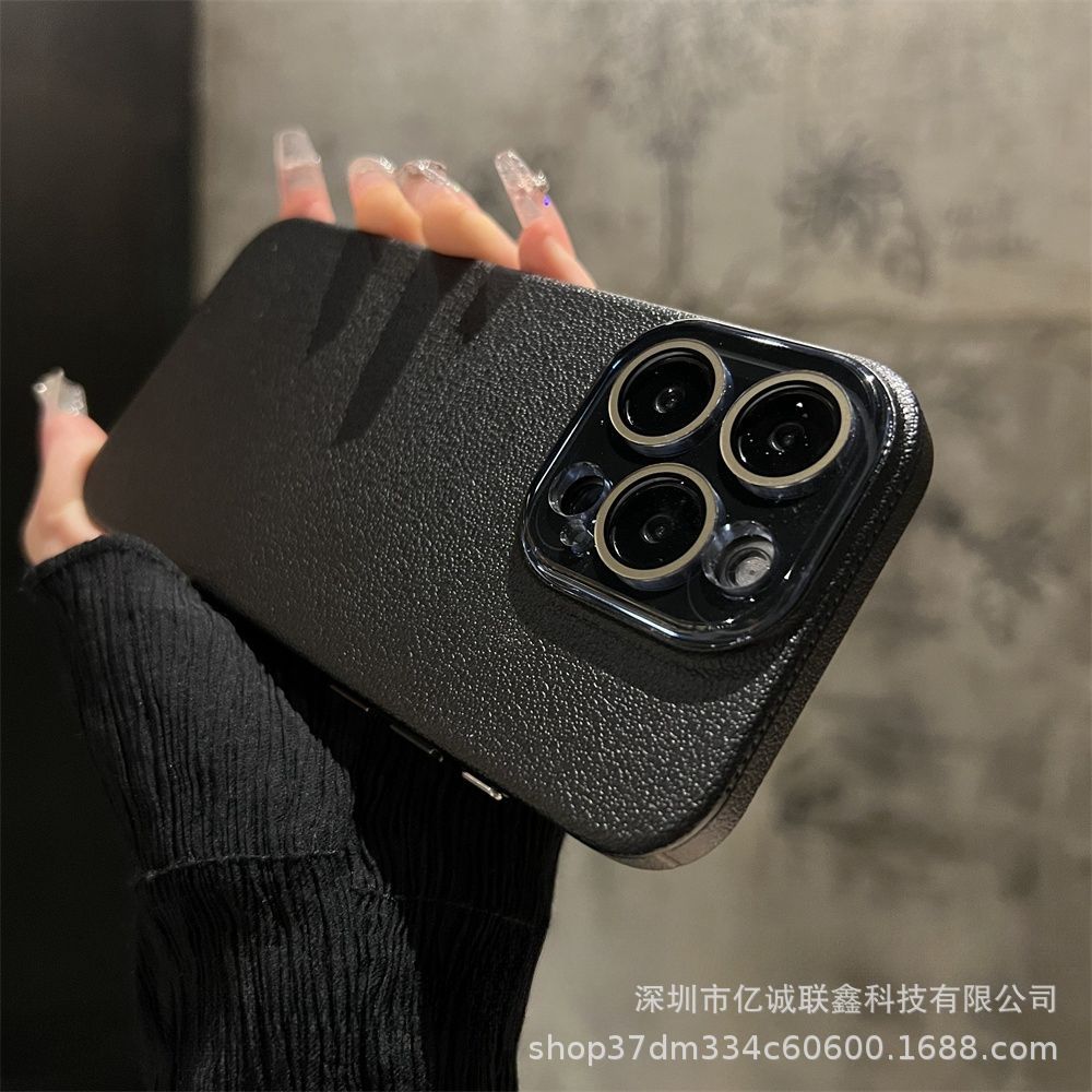 Lychee pattern solid color suitable for iPhone 15plus phone case iPhone14 Pro Max crystal lens film 13 matte pic 28