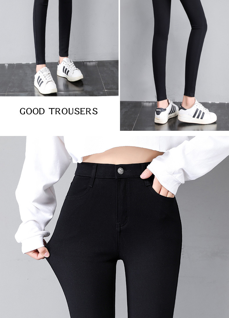 For the spring and autumn of 2024, there are thin magic pants for women. They are black, tight-fitting, and slimming. You can wear elastic pencil pants and skinny leggings on top pic 41