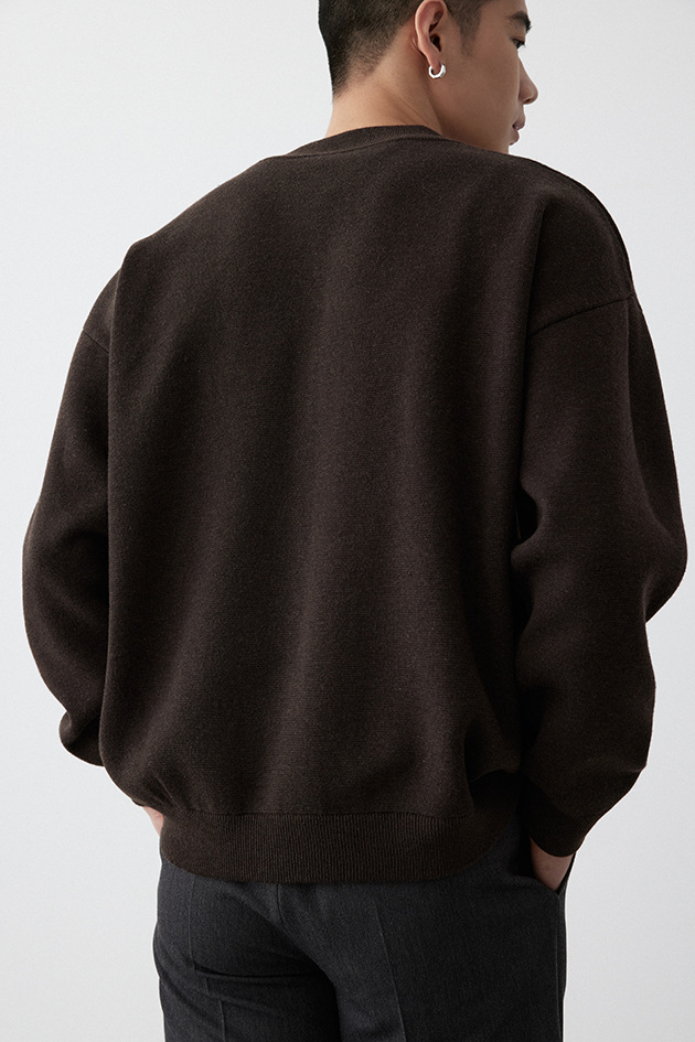 韩版潮流重磅双向拉链针织开衫简约休闲棒球领夹克毛衣外套男新款详情9